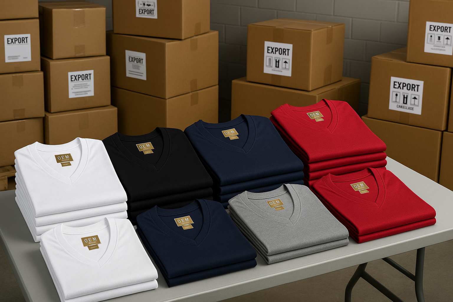 Bulk OEM V-Neck T-Shirts Supplier Export