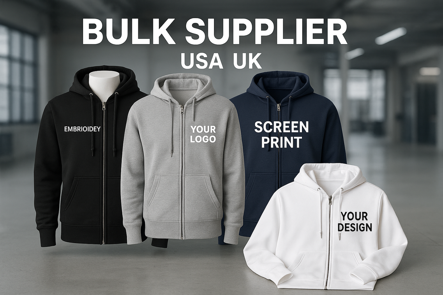 Custom Zip Hoodies Bulk Supplier USA UK