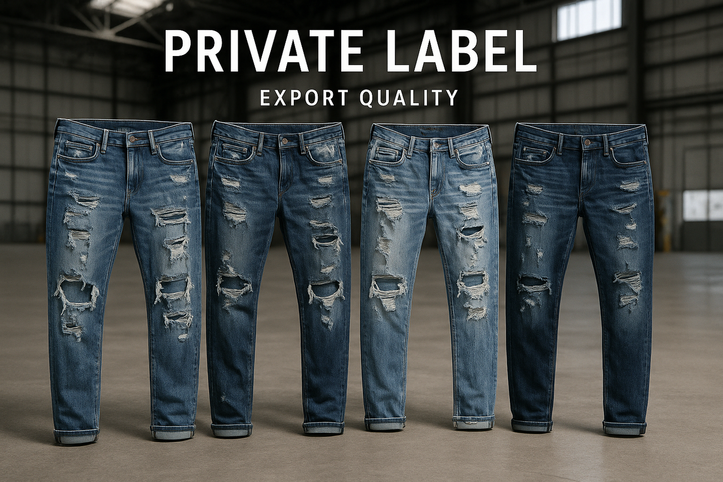 Private Label Ripped & Distressed Jeans Exporter